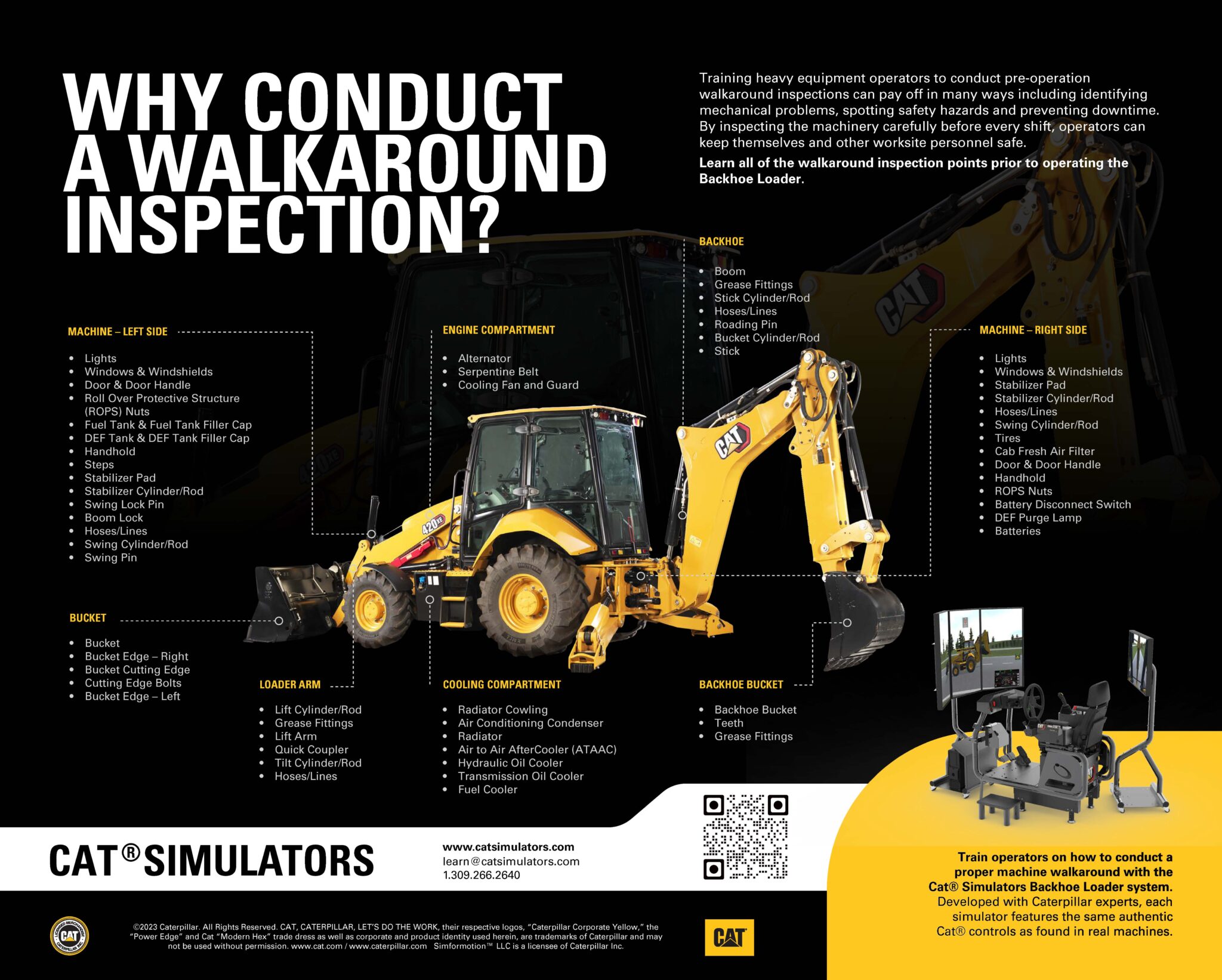 Backhoe Loader Walkaround Inspection Infographic SIMFORMOTION LLC